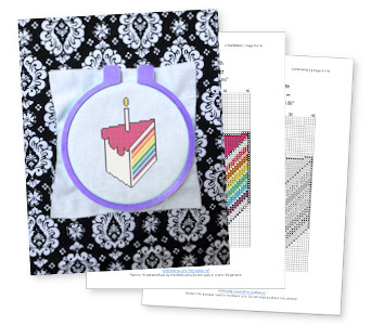 Free rainbow cake cross stitch pattern