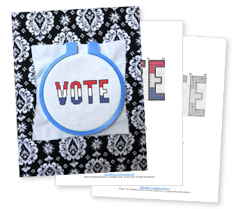 Free VOTE cross stitch pattern