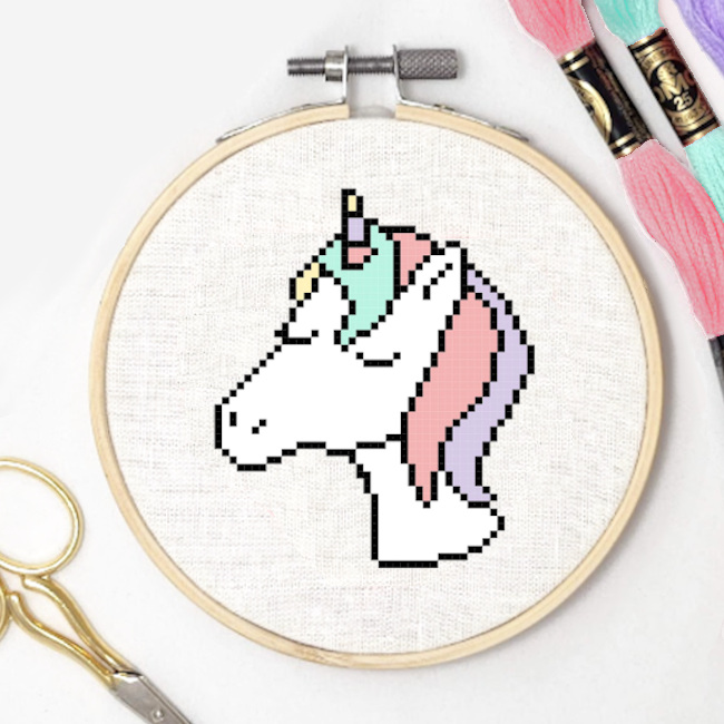 Free pastel unicorn cross stitch pattern