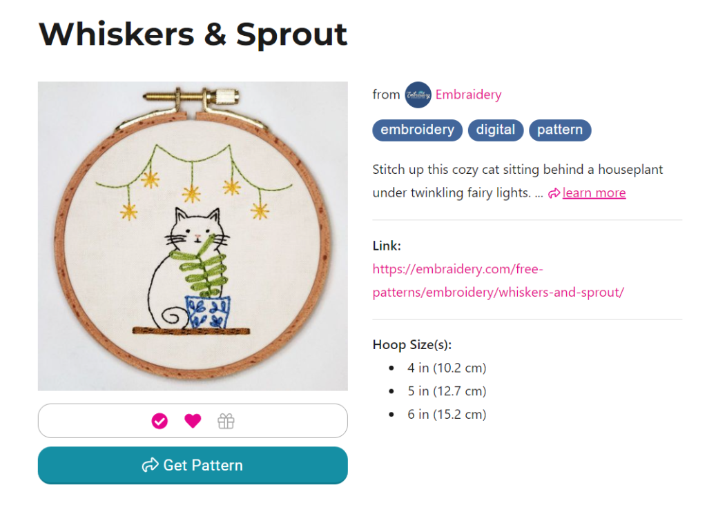 embroidery pattern listing